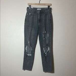 PACSUN Distressed Mom Jean For Women Dark Gray Size 27 100% Cotton